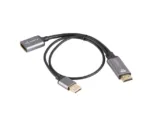 Lanberg HDMI (M) to Displayport (F) Adapter 4K on cable 20cm, Silver   AD-HD-DP-02