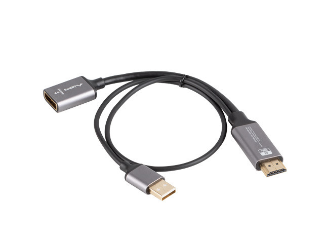 495367-ad-hd-dp-02-5901969441475-0.webp Lanberg HDMI (M) to Displayport (F) Adapter 4K on cable 20cm, Silver AD-HD-DP-02