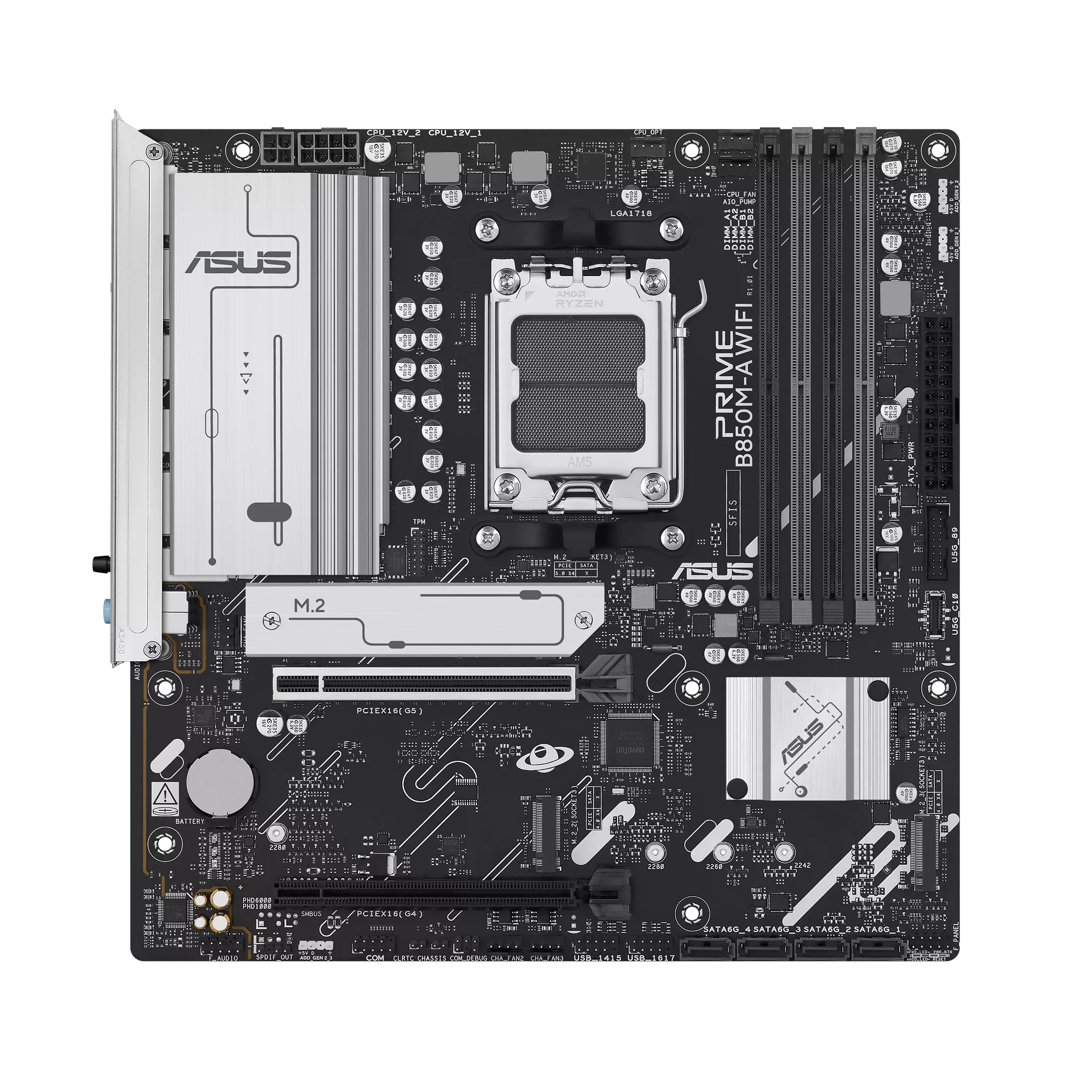 495868-90mb1ln0-m0eay0-4711636051125-0.webp Asus PRIME B850M-A WIFI Processor family AMD Processor socket AM5 DDR5 Supported hard disk drive interfaces SATA, M.2 Number of SATA connectors 4