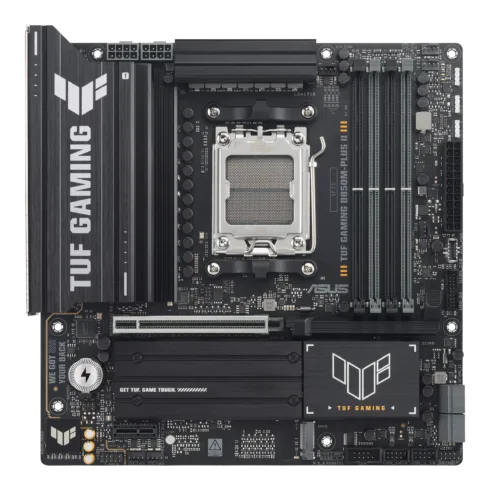 Asus TUF GAMING B850M-PLUS II   Processor family AMD   Processor socket AM5   DDR5   Supported hard disk drive interfaces SATA, M.2   Number of SATA connectors 4