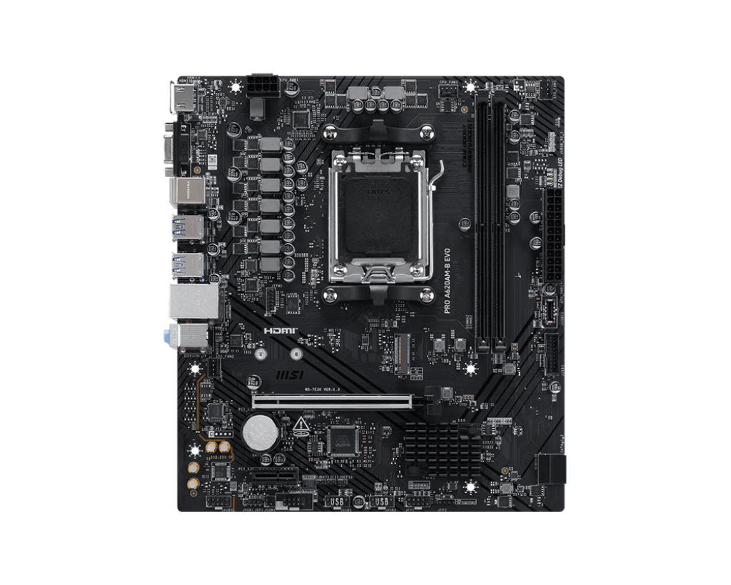 498495-pro-a620am-b-evo-4711377397216-0.webp MSI PRO A620AM-B EVO motininė plokštė su AM5 lizdu