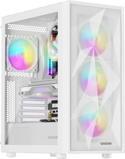 Genesis Gaming PC Case   Diaxid 605 ARGB   White   Midi Tower
