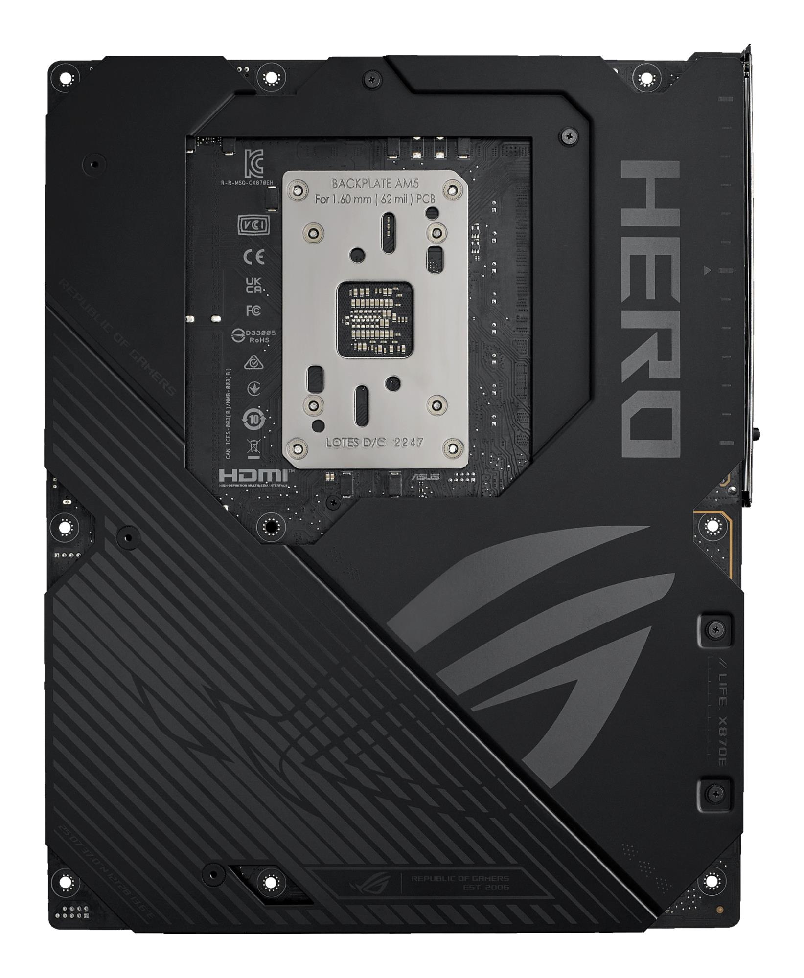 5e2d3c05-330d-4dee-a87b-2728bc4c77f9 Mainboard ASUS AMD X870E SAM5 ATX Memory DDR5 Memory slots 4 2xPCI-Express 4.0 16x 2xPCI-Express 5.0 16x 4xM.2 1xHDMI 1xAudio-In 1xAudio-Out 6xUSB 3.2 2xUSB-C 2xUSB4 1xOptical S/PDIF 1xRJ45 ROGCROSSHAIRX870EHERO