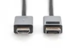 Digitus 4K DisplayPort Adapter Cable, DP – HDMI Type A   DB-340202-018-S   1.8 m