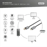 Digitus 4K DisplayPort Adapter Cable, DP – HDMI Type A   DB-340202-018-S   1.8 m