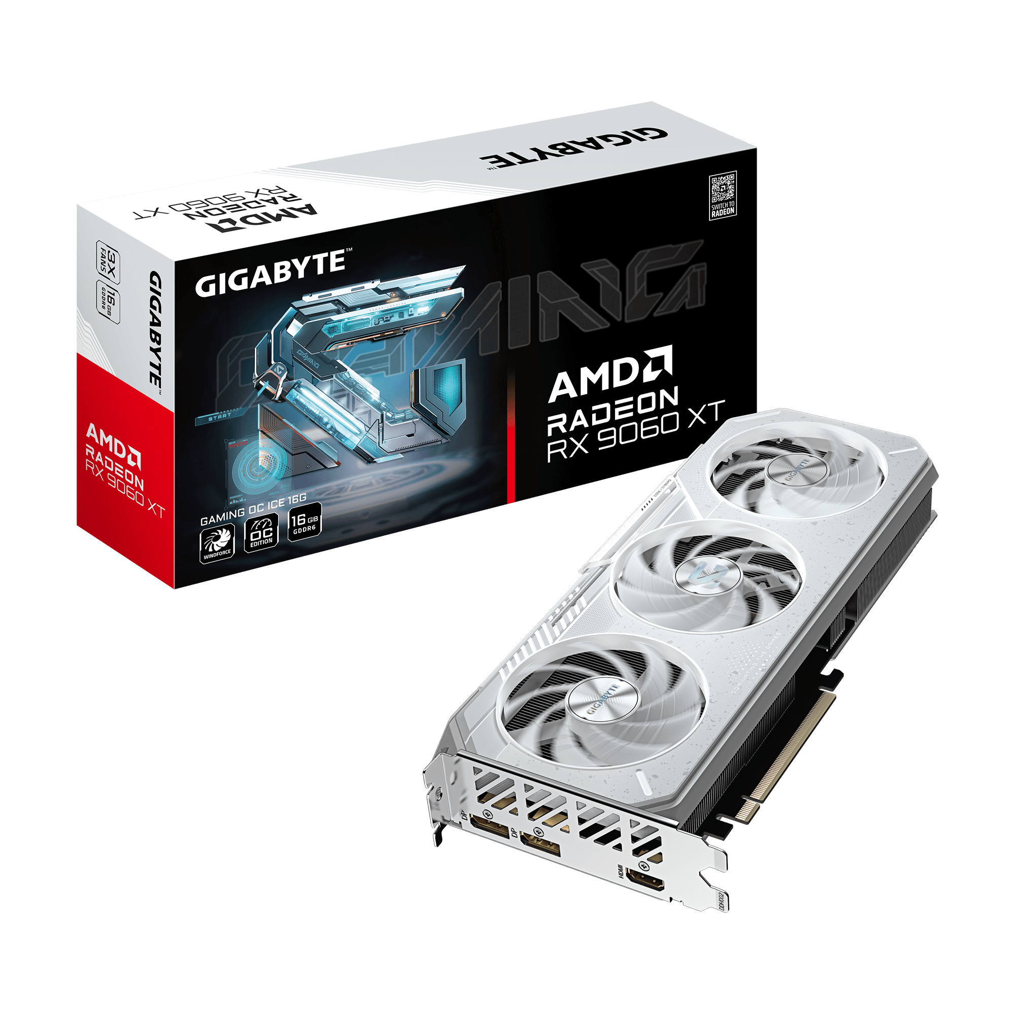 601599-gv-r906xgamingocice-16gd-4719331357047-0.webp Gigabyte Radeon RX 9060 XT GAMING OC ICE 16G AMD 16 GB Radeon RX 9060 XT GDDR6 HDMI ports quantity 1 PCI-E 5.0