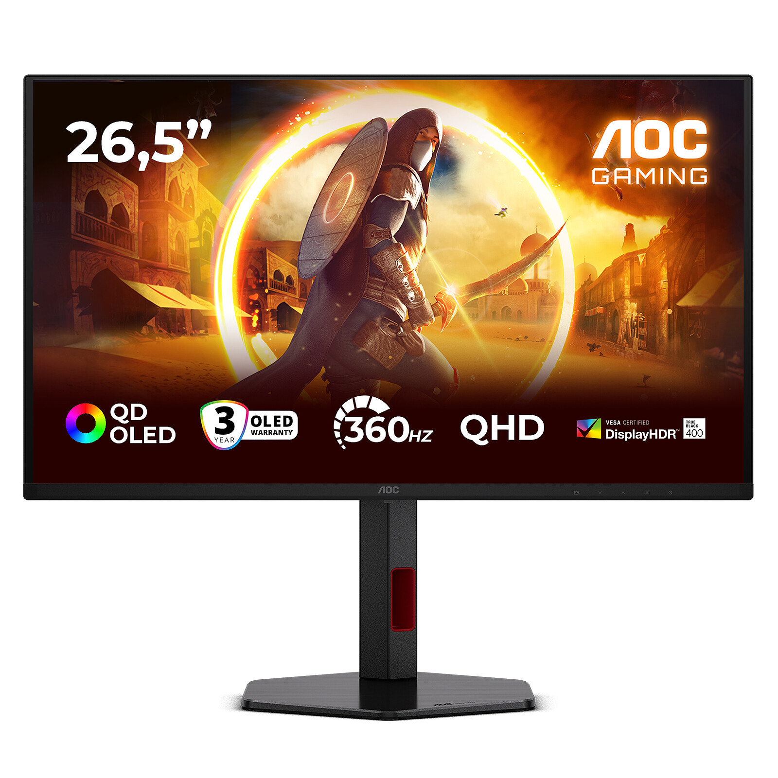 602313-q27g4sdr-4038986183048-0.webp AOC Q27G4SDR 27 ” QD-OLED QHD 16:9 360 Hz 0.03 ms 2560 x 1440 pixels 1000 cd/m² HDMI ports quantity 2 Black