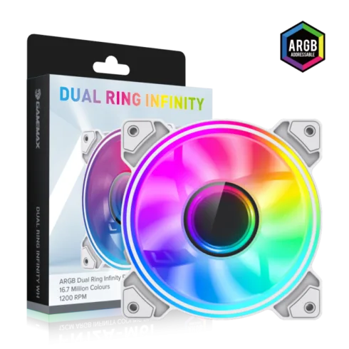 Gamemax Case Fan   DUAL RING INFINITY WH   White