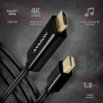 AXAGON MINI DP to HDMI cable, 1.8 m, 4K/30Hz   RVDM-HI14C2   1.8 m