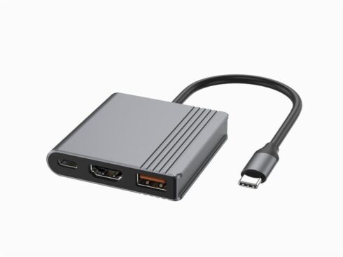 USB-C adapteris su HDMI ir USB3 prievadu, erdvės pilkos spalvos