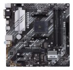 Mainboard ASUS AMD B550 SAM4 MicroATX Memory DDR4 Memory slots 4 2xPCI-Express 3.0 1x 1xPCI-Express 4.0 16x 2xM.2 1x15pin D-sub 1xDVI-D 1xHDMI 6xUSB 3.2 1xPS/2 1xRJ45 3xAudio port PRIMEB550M-A