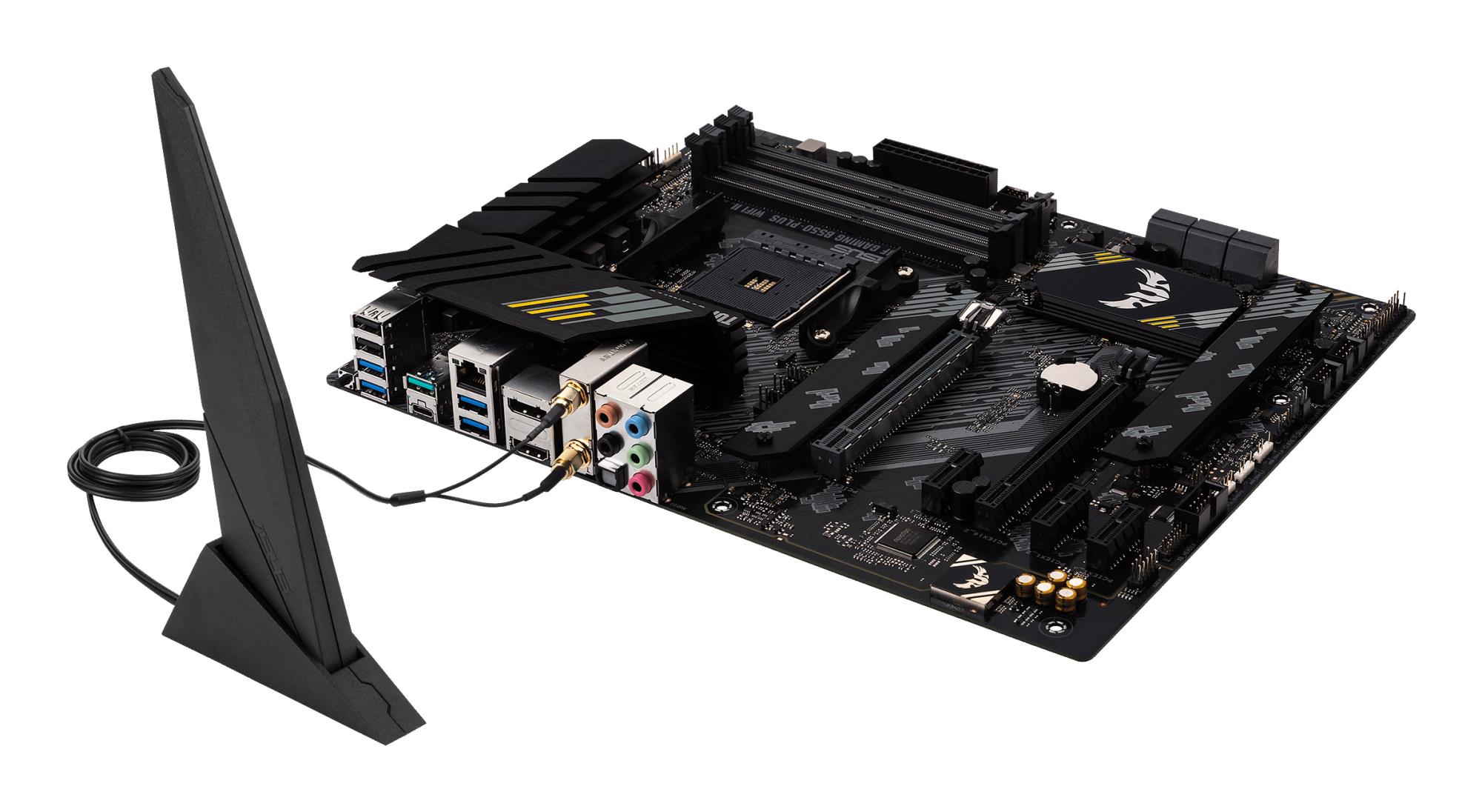 7be325f5-b4f2-4554-8f42-4378e4125a86 Mainboard ASUS AMD B550 SAM4 ATX Memory DDR4 Memory slots 4 1xPCI-Express 3.0 1x 1xPCI-Express 3.0 4x 1xPCI-Express 4.0 16x 2xM.2 1xHDMI 1xDisplayPort 2xAudio-In 3xAudio-Out 2xUSB 2.0 1xUSB type C 5xUSB 3.2 1xOptical S/PDIF 1xRJ45 TUFGAMB550-PLUSWIFIII