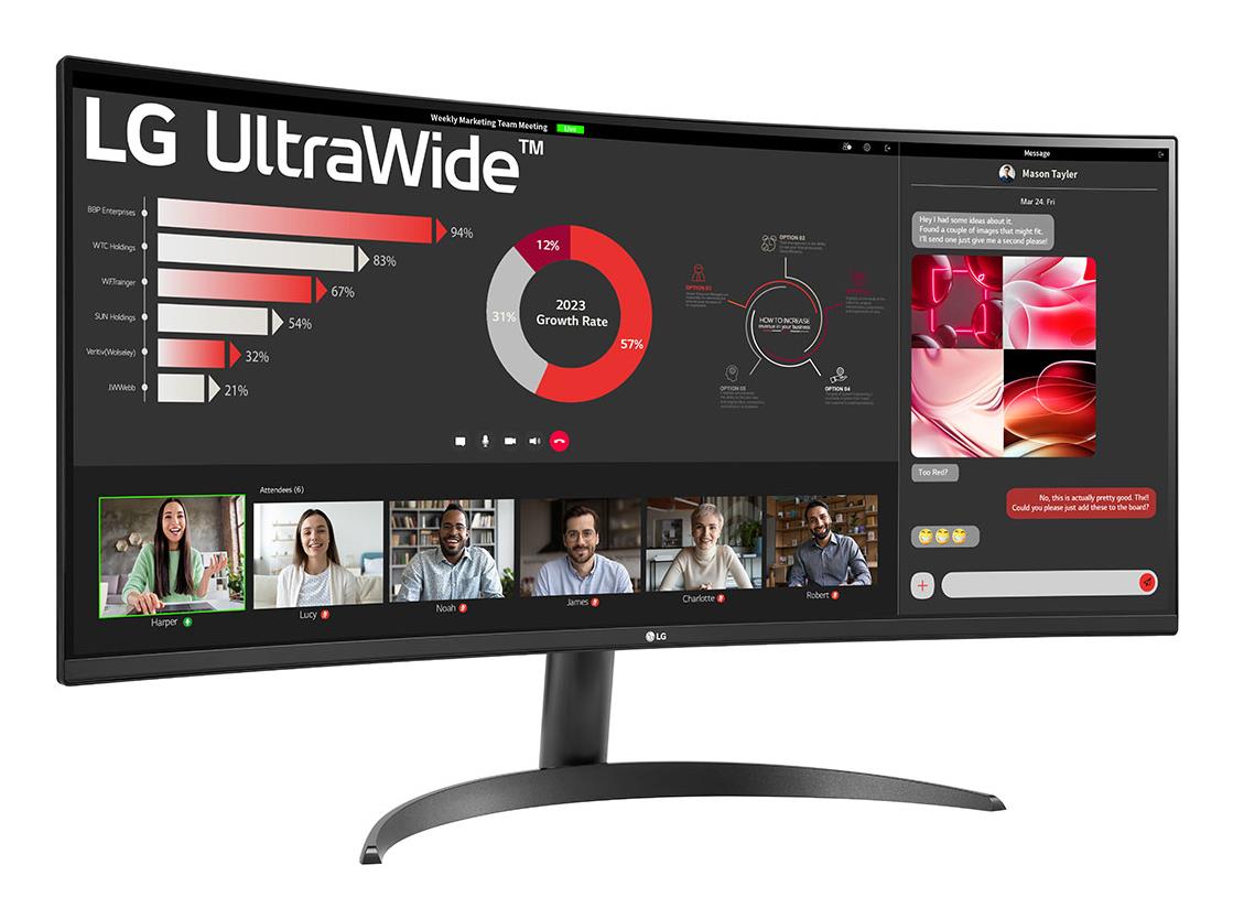 836b66c4-3cd0-46d2-90d4-95099748fbdd LCD Monitor LG 34″ Curved/21 : 9 Panel VA 3440×1440 21:9 100 Hz 5 ms Tilt 34WR50QK-B
