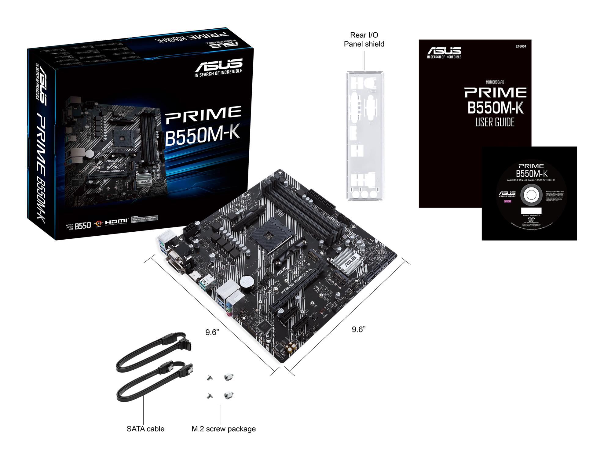 83d55def-b6fe-4d38-bac7-8908cf4e96df Mainboard ASUS AMD B550 SAM4 MicroATX 2xPCI-Express 3.0 1x 2xM.2 1xPCI-Express 4.0 16x Memory DDR4 Memory slots 4 1x15pin D-sub 1xDVI 1xHDMI 6xUSB 3.2 1xPS/2 1xRJ45 3xAudio port PRIMEB550M-K