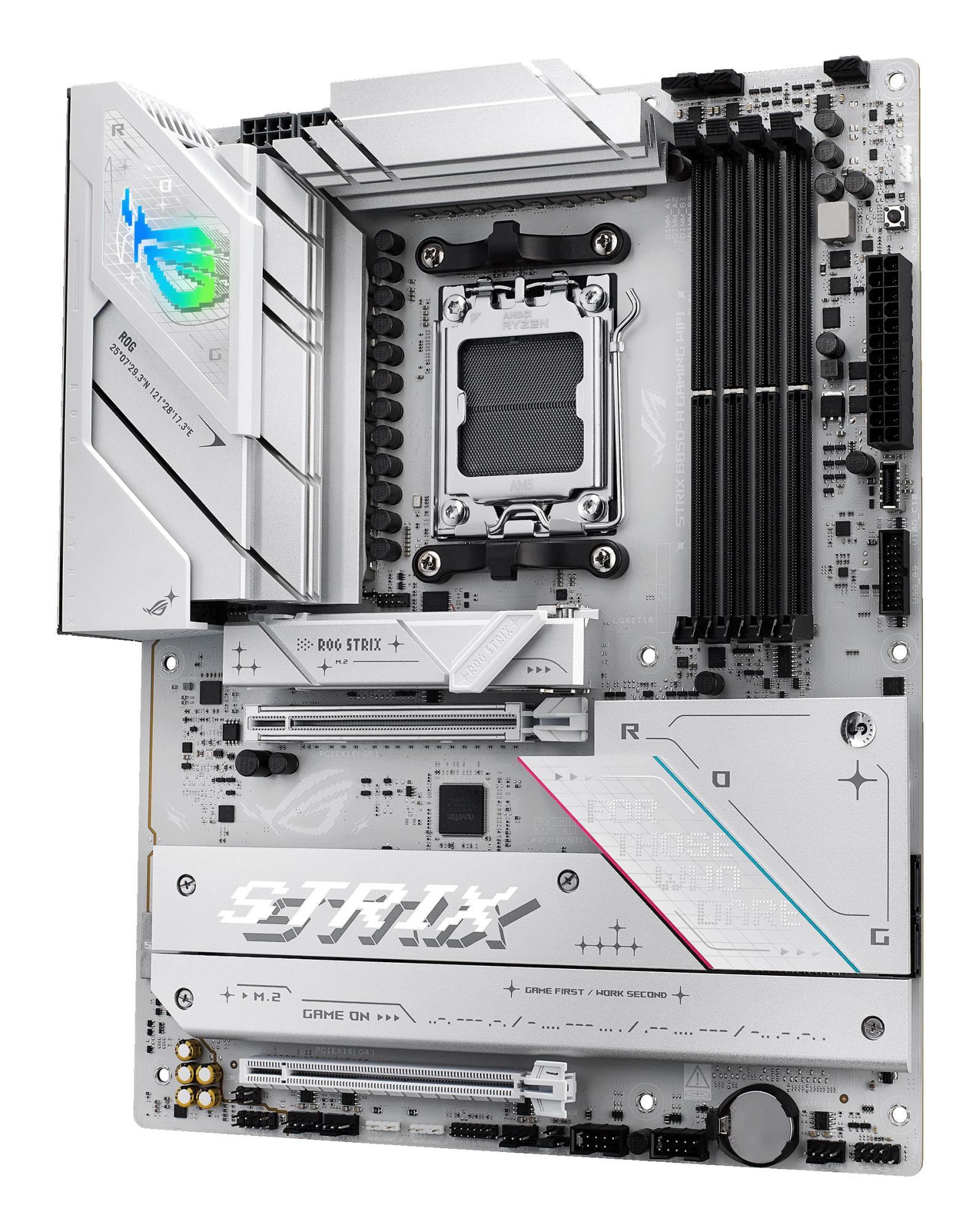 8ba34741-fa3c-46e3-b198-913b70ee65bf Mainboard ASUS AMD B850 SAM5 ATX Memory DDR5 Memory slots 4 1xPCI-Express 4.0 16x 1xPCI-Express 5.0 16x 4xM.2 1xHDMI 1xDisplayPort 12xUSB 2.0 3xUSB-C 1xOptical S/PDIF 1xRJ45 2xAudio port STRIXB850-AGAMINGWIFI