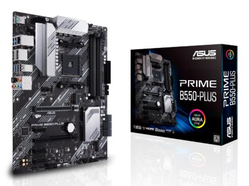 Mainboard ASUS AMD B550 SAM4 ATX 3xPCI-Express 3.0 1x 1xPCI-Express 3.0 16x 2xM.2 1xPCI-Express 4.0 16x Memory DDR4 Memory slots 4 1xHDMI 1xDisplayPort 2xUSB 2.0 1xUSB type C 5xUSB 3.2 1xOptical S/PDIF 1xRJ45 5xAudio port PRIMEB550-PLUS