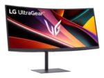 Monitorius LG 34" su išlenktu ekranu, matomas iš šono