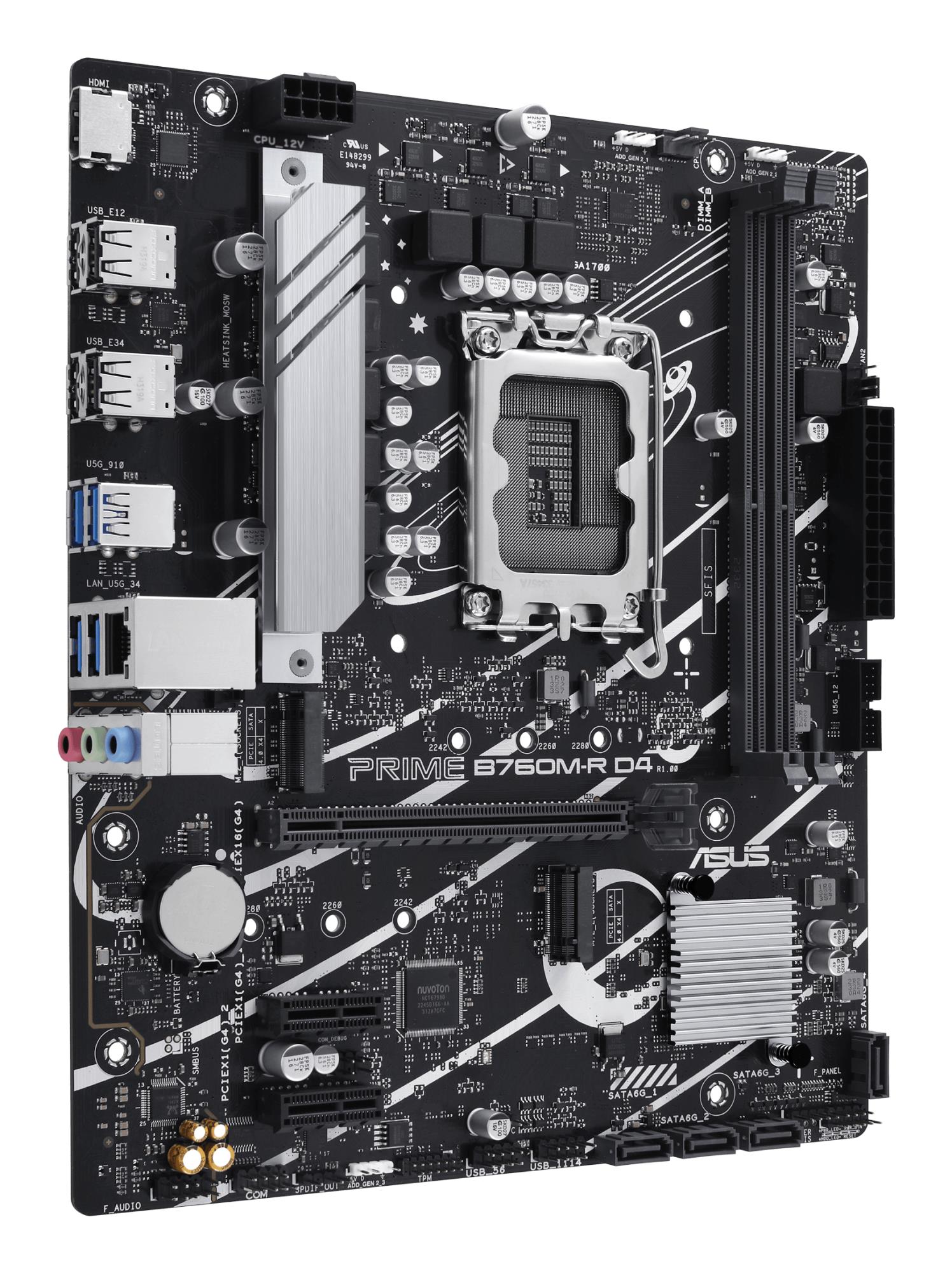 a5feb553-9656-4632-9362-8e885dc5c923 Mainboard ASUS Intel B760 Express LGA1700 Micro-ATX Memory DDR4 Memory slots 2 2xPCI-Express 4.0 1x 1xPCI-Express 4.0 16x 2xM.2 1x15pin D-sub 1xHDMI 4xUSB 2.0 4xUSB 3.2 1xOptical S/PDIF 3xAudio port PRIMEB760M-RD4