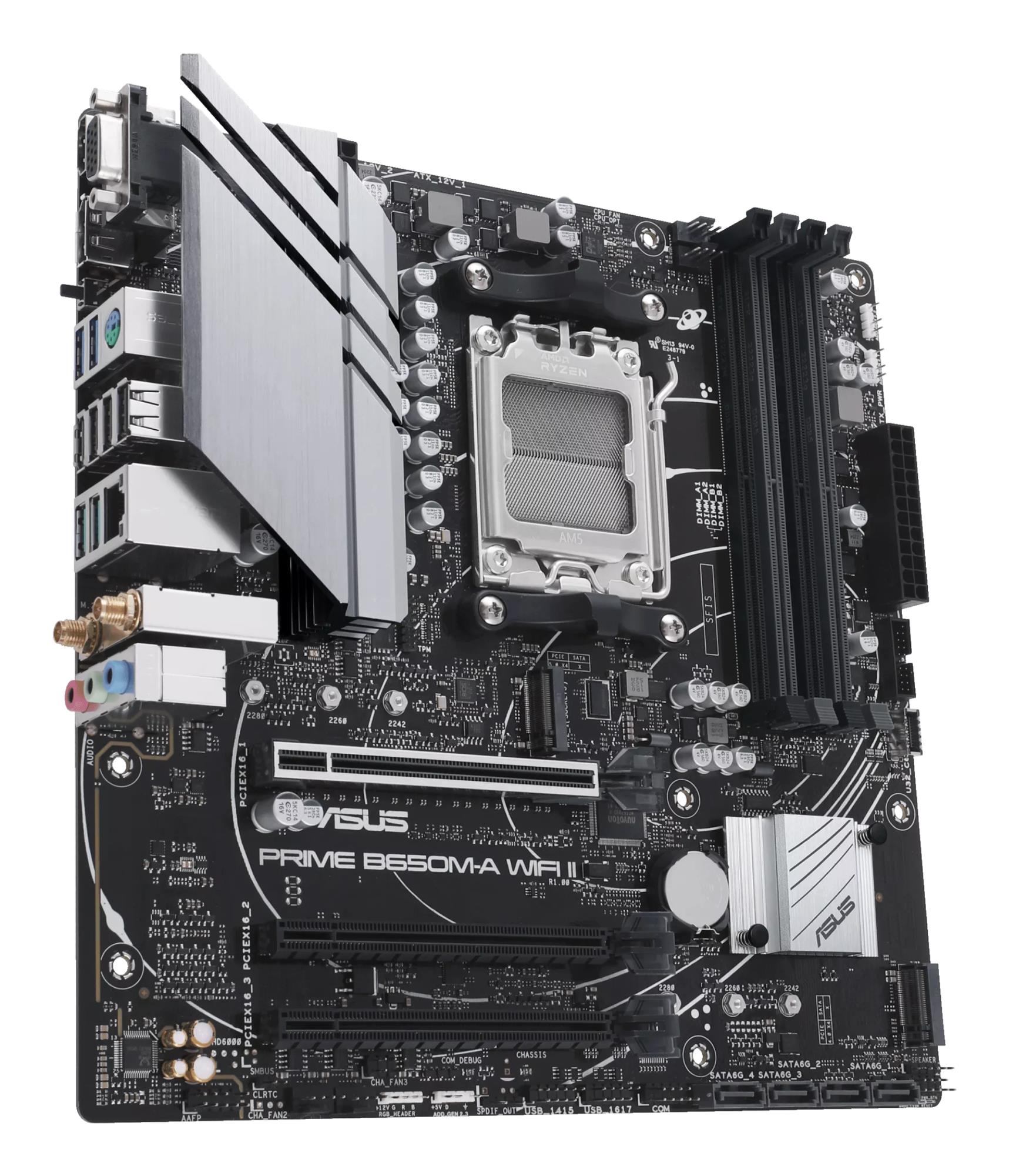 ab8b0aec-a84e-4592-ae5b-7268a892dadf Mainboard ASUS AMD B650 Micro-ATX Memory DDR5 Memory slots 4 3xPCI-Express 4.0 16x 2xM.2 1x15pin D-sub 1xHDMI 1xDisplayPort 4xUSB 2.0 4xUSB 3.2 1xPS/2 1xRJ45 3xAudio port PRIMEB650M-AWIFIII
