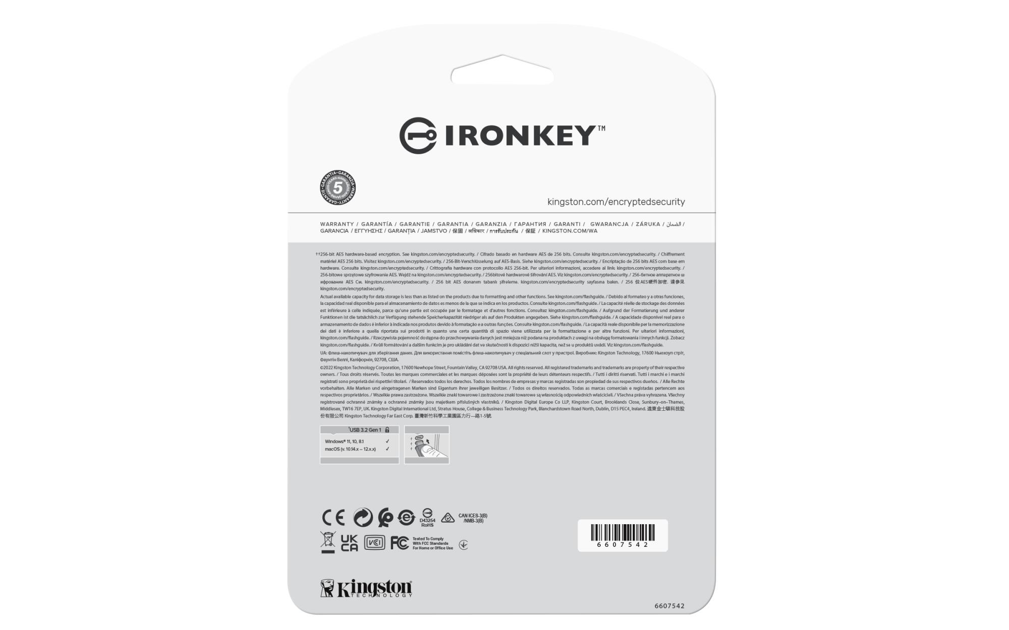 b0d065c3-a315-417d-9503-baf1b48bd20f-1 USB-C atminties įrenginys Kingston IronKey 32GB, šoninis vaizdas