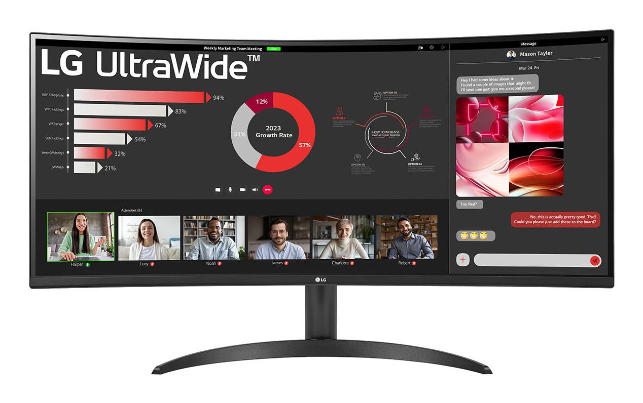 b2d9aa36-94e0-4b07-9928-7a57830627f6 LCD Monitor LG 34″ Curved/21 : 9 Panel VA 3440×1440 21:9 100 Hz 5 ms Tilt 34WR50QK-B
