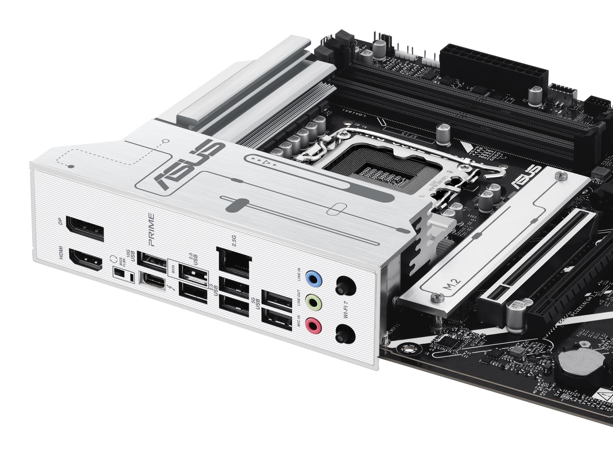 b38b684f-d3f4-4d6e-ae1c-f45b7971403a Mainboard ASUS Intel Z890 LGA1851 ATX Memory DDR5 Memory slots 4 3xPCI-Express 4.0 16x 1xPCI-Express 5.0 16x 4xM.2 1xHDMI 1xDisplayPort 1xAudio-In 1xAudio-Out 1xMicrophone 4xUSB 2.0 2xUSB 3.0 1xUSB 3.1 1xUSB-C w/Thunderbolt 1xRJ45 PRIMEZ890-PWIFI