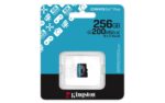 Micro SDXC kortelė Kingston 256GB su UHS-I greičiu, matoma iš šono