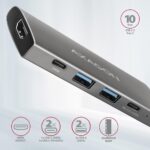 USB-C 5in1 HMC-5G21 hub su 13 cm kabeliu, matomas iš šono