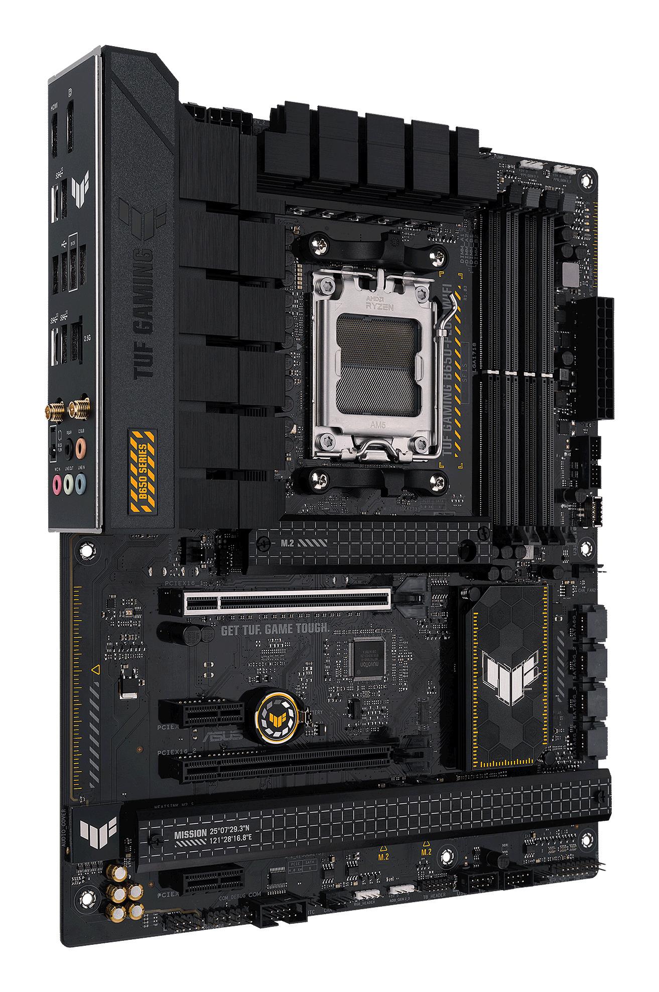be898e02-b684-46f3-ac0f-e08c64c97fbf Mainboard ASUS AMD B650 SAM5 ATX Memory DDR5 Memory slots 4 2xPCI-Express 4.0 1x 2xPCI-Express 4.0 16x 3xM.2 1xHDMI 1xDisplayPort 4xUSB 2.0 2xUSB 3.2 2xUSB-C 1xRJ45 5xAudio port TUFGAMINGB650-PLUSWIFI