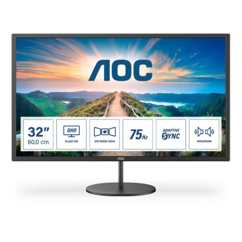 LCD Monitor AOC Q32V4 31.5″ Business Panel IPS 2560×1440 16:9 75Hz Matte 4 ms Speakers Tilt Colour Black Q32V4