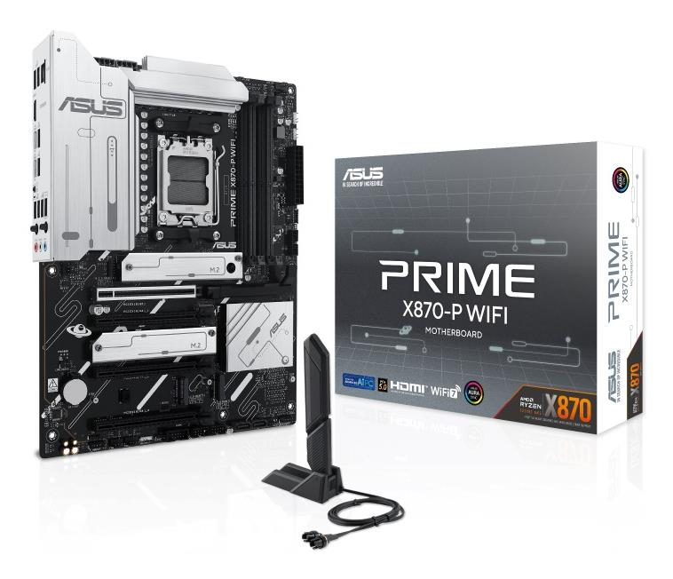 c5c72461-aa74-459a-960e-cb66cd421453 Mainboard ASUS AMD X870 SAM5 ATX Memory DDR5 Memory slots 4 4xPCI-Express 4.0 16x 1xPCI-Express 5.0 16x 4xM.2 1xHDMI 4xUSB 2.0 4xUSB 3.2 2xUSB-C 1xRJ45 3xAudio port PRIMEX870-PWIFI