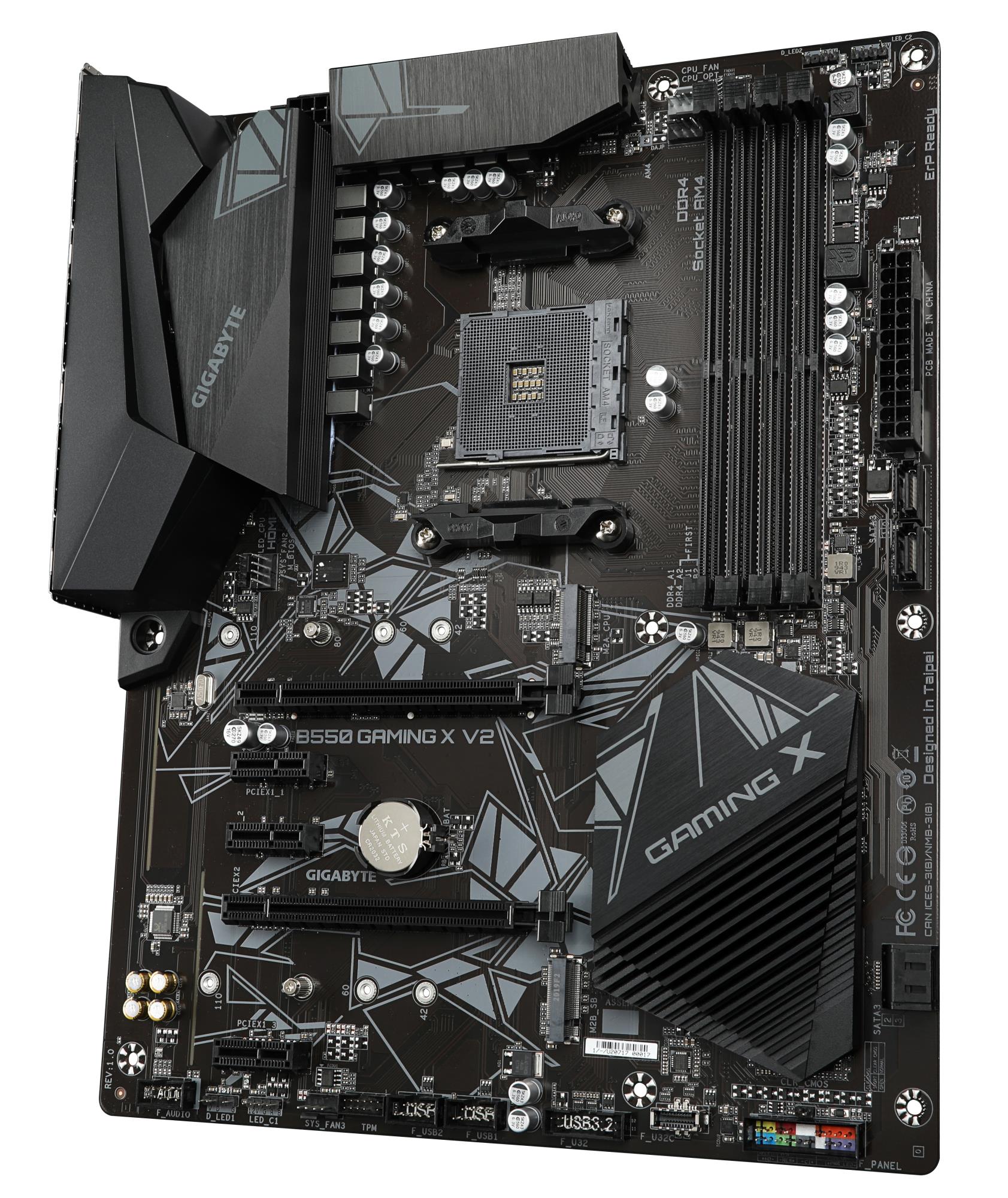 c6807da5-1c69-4432-9374-8819a30ef8f2 Mainboard GIGABYTE AMD B550 SAM4 ATX Memory DDR4 Memory slots 4 3xPCI-Express 3.0 1x 1xPCI-Express 3.0 2x 1xPCI-Express 4.0 16x 2xM.2 1xDVI-D 1xHDMI 2xAudio-In 1xAudio-Out 2xUSB 2.0 4xUSB 3.2 1xPS/2 1xRJ45 B550GAMINGXV21.3