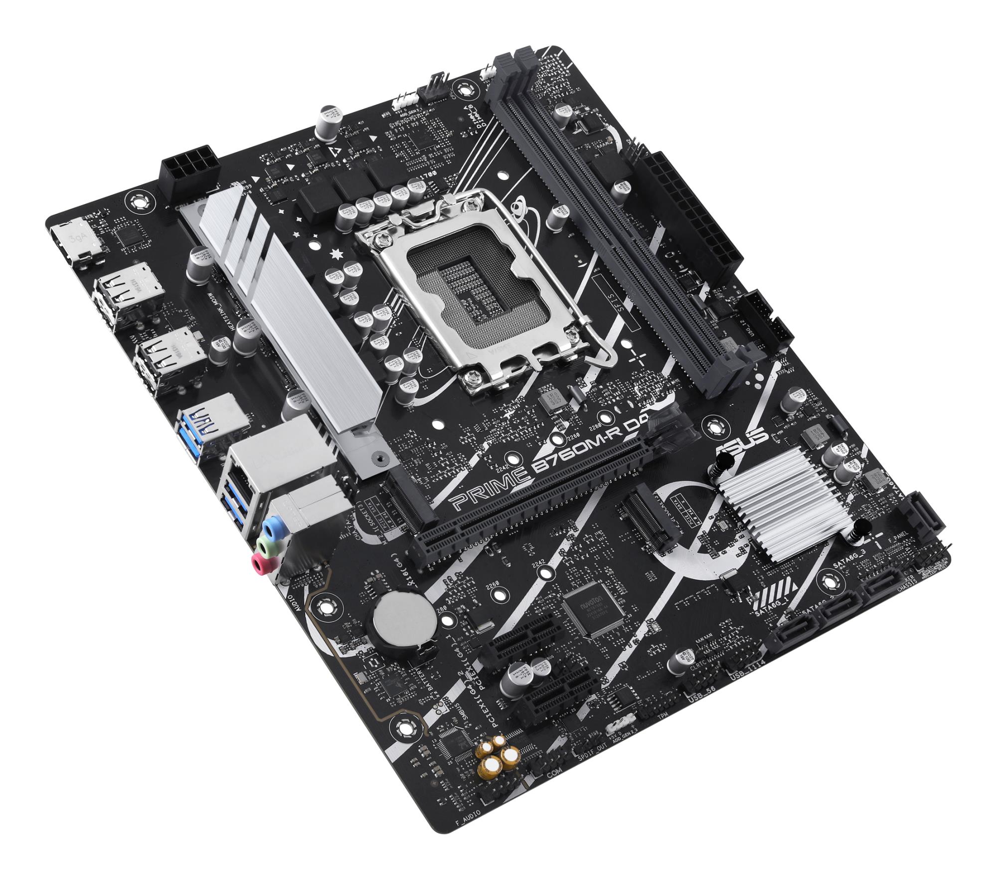 c684bbff-62f2-4622-87e7-28a0ff0b3a1c Mainboard ASUS Intel B760 Express LGA1700 Micro-ATX Memory DDR4 Memory slots 2 2xPCI-Express 4.0 1x 1xPCI-Express 4.0 16x 2xM.2 1x15pin D-sub 1xHDMI 4xUSB 2.0 4xUSB 3.2 1xOptical S/PDIF 3xAudio port PRIMEB760M-RD4