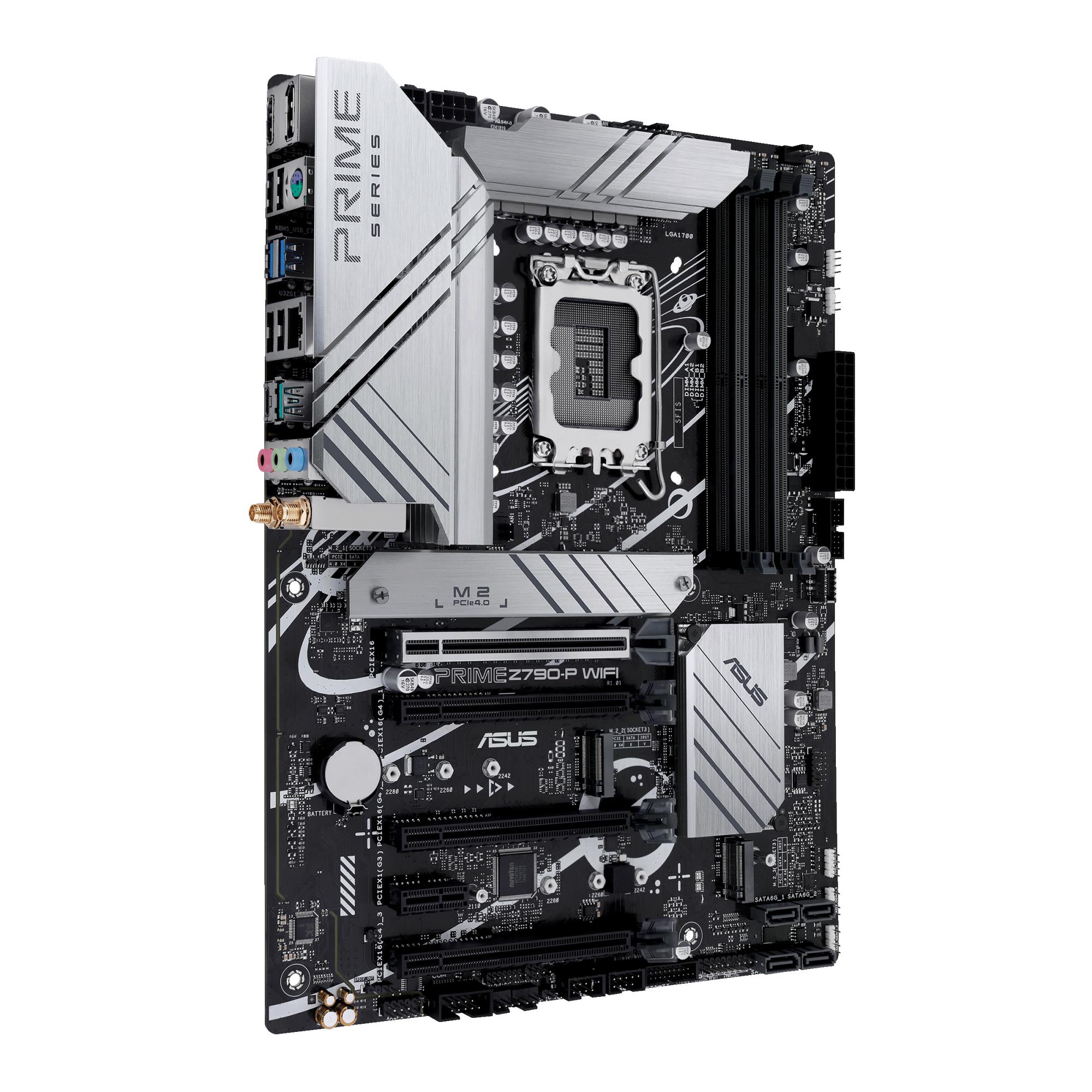 cbf4b8a0-94d0-4476-aa6a-353550be9b86 Mainboard ASUS Intel Z790 LGA1700 ATX Memory DDR5 Memory slots 4 1xPCI-Express 3.0 1x 3xPCI-Express 4.0 16x 1xPCI-Express 5.0 16x 3xM.2 1xHDMI 1xDisplayPort 4xUSB 2.0 3xUSB 3.2 1xUSB-C 1xPS/2 1xRJ45 3xAudio port PRIMEZ790-PWIFI