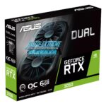 Graphics Card ASUS NVIDIA GeForce RTX 3050 6 GB GDDR6 96 bit PCIE 4.0 16x Dual Slot Fansink 1xDVI-D 1xHDMI 1xDisplayPort DUAL-RTX3050-O6G