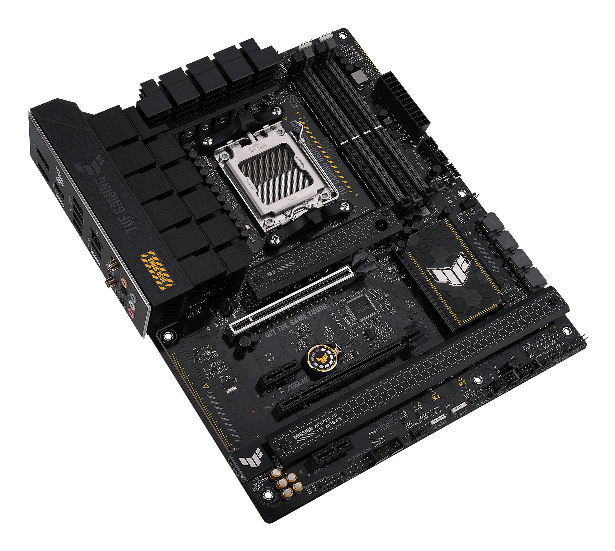 dc15025c-0358-4c6f-9275-1bd5d5b8096f Mainboard ASUS AMD B650 SAM5 ATX Memory DDR5 Memory slots 4 2xPCI-Express 4.0 1x 2xPCI-Express 4.0 16x 3xM.2 1xHDMI 1xDisplayPort 4xUSB 2.0 2xUSB 3.2 2xUSB-C 1xRJ45 5xAudio port TUFGAMINGB650-PLUSWIFI