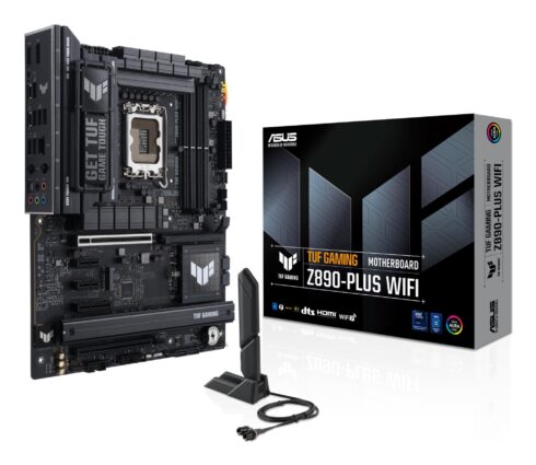 Mainboard ASUS Intel Z890 LGA1851 ATX Memory DDR5 Memory slots 4 2xPCI-Express 4.0 1x 1xPCI-Express 4.0 4x 1xPCI-Express 4.0 16x 1xPCI-Express 5.0 16x 4xM.2 1xHDMI 1xDisplayPort 3xUSB 3.0 3xUSB 3.1 1xUSB-C 1xUSB-C w/Thunderbolt 1xOptical S/PDIF 1xRJ45 5xAudio port TUFGAMINGZ890-PLUSWIFI