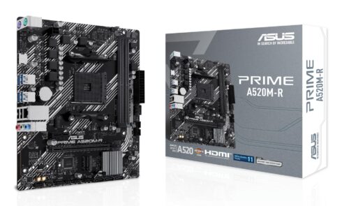 Mainboard ASUS AMD A520 SAM4 Micro-ATX Memory DDR4 Memory slots 2 1xPCI-Express 3.0 1x 1xPCI-Express 3.0 16x 1xM.2 1xHDMI 2xUSB 2.0 4xUSB 3.1 2xPS/2 1xRJ45 3xAudio port PRIMEA520M-R