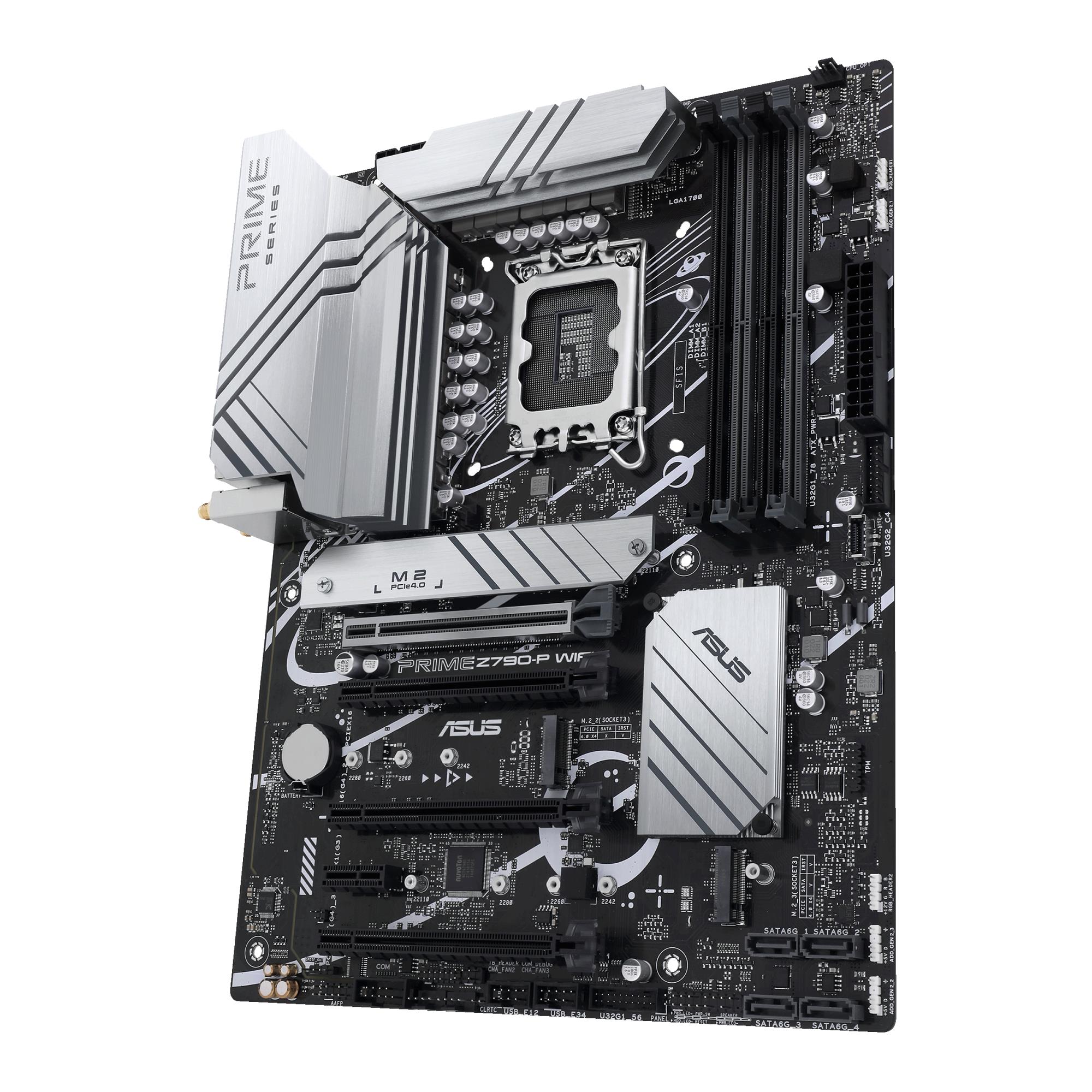 e9d9dbf2-0fc4-4da7-b811-da88c30c4051 Mainboard ASUS Intel Z790 LGA1700 ATX Memory DDR5 Memory slots 4 1xPCI-Express 3.0 1x 3xPCI-Express 4.0 16x 1xPCI-Express 5.0 16x 3xM.2 1xHDMI 1xDisplayPort 4xUSB 2.0 3xUSB 3.2 1xUSB-C 1xPS/2 1xRJ45 3xAudio port PRIMEZ790-PWIFI