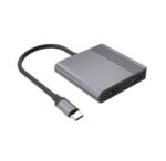 USB-C adapteris su HDMI, USB 3.2 ir PD, pilkas