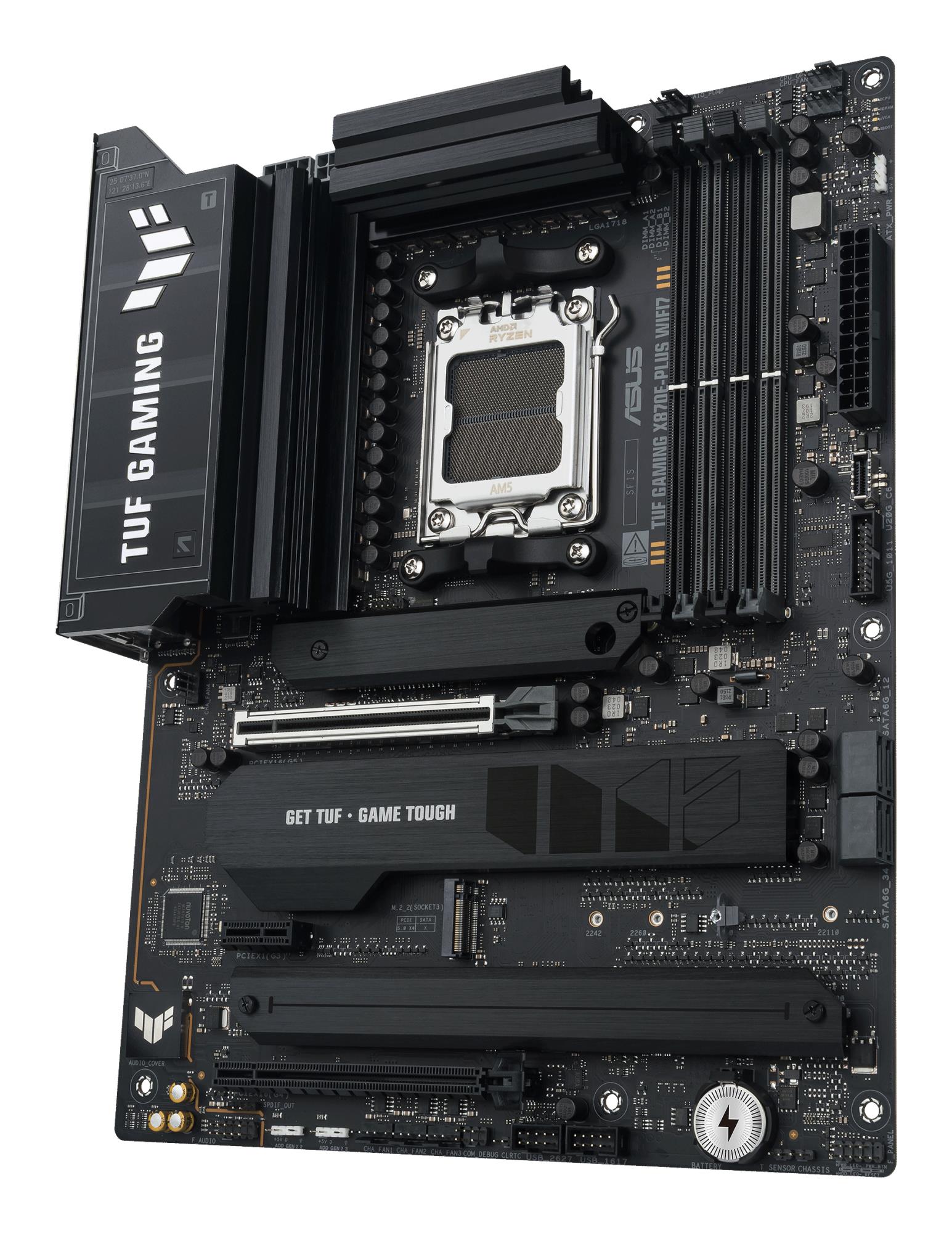 0334ea15-3d74-49cc-9522-a7ef4b4c2127 Mainboard ASUS AMD X870E SAM5 ATX Memory DDR5 Memory slots 4 1xPCI-Express 3.0 1x 1xPCI-Express 4.0 16x 1xPCI-Express 5.0 16x 4xM.2 1xHDMI 4xUSB 2.0 7xUSB 3.2 2xUSB-C 1xRJ45 3xAudio port TUFGAMX870E-PLUSWIFI7