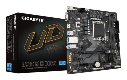 Mainboard GIGABYTE Intel B760 Express LGA1700 Micro-ATX Memory DDR4 Memory slots 2 1xPCI-Express 3.0 1x 1xPCI-Express 4.0 16x 2xM.2 1x15pin D-sub 1xHDMI 1xAudio-In 1xAudio-Out 1xMicrophone 2xUSB 2.0 4xUSB 3.2 1xRJ45 B760MHDDR4