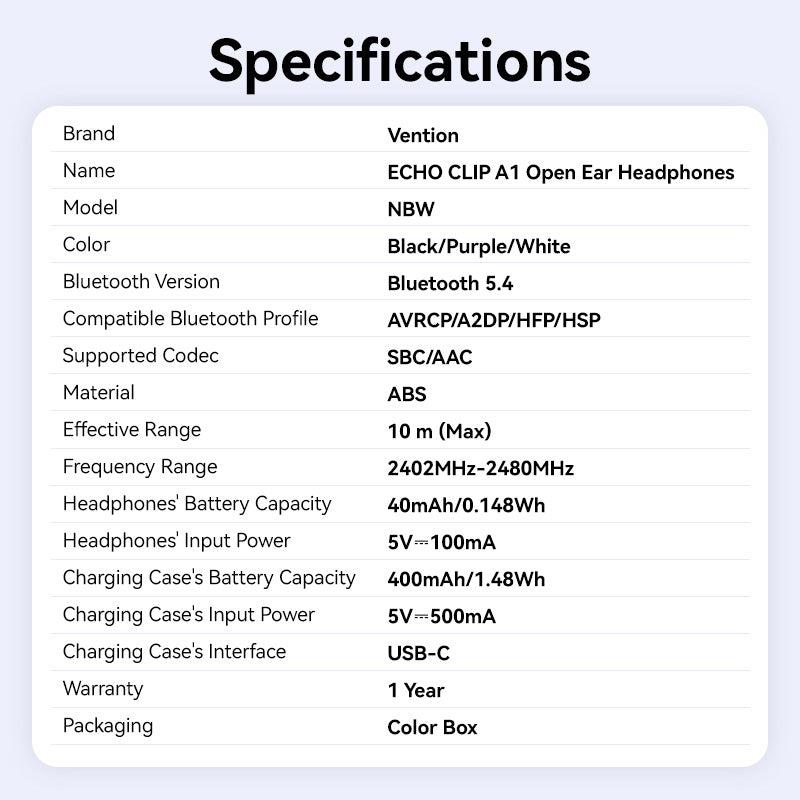 0c48ac6a-b0f9-438f-9d53-6b716861487a HEADSET WRL ECHO CLIP A11/WHITE NBWW0-PH VENTION