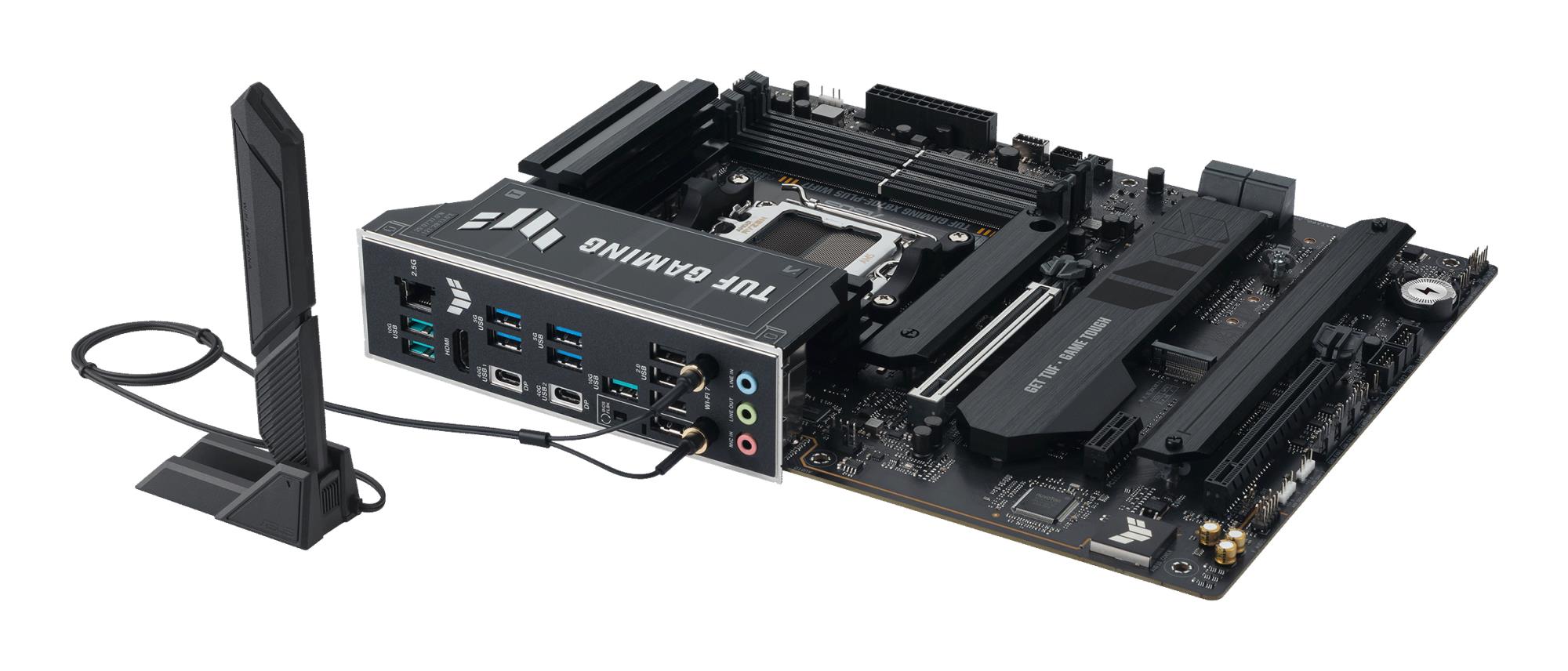 0db14027-c067-44f5-aaa0-48b92cb1373a Mainboard ASUS AMD X870E SAM5 ATX Memory DDR5 Memory slots 4 1xPCI-Express 3.0 1x 1xPCI-Express 4.0 16x 1xPCI-Express 5.0 16x 4xM.2 1xHDMI 4xUSB 2.0 7xUSB 3.2 2xUSB-C 1xRJ45 3xAudio port TUFGAMX870E-PLUSWIFI7
