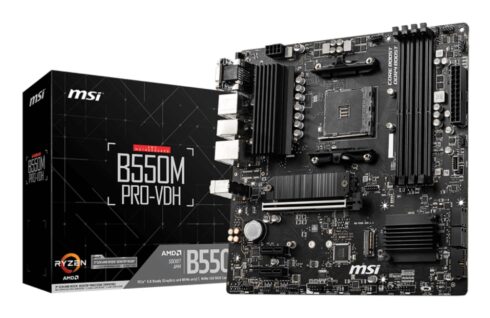 Mainboard MSI AMD B550 SAM4 MicroATX Memory DDR4 Memory slots 4 2xPCI-Express 3.0 1x 1xPCI-Express 4.0 16x 2xM.2 1x15pin D-sub 1xHDMI 1xDisplayPort 2xAudio-In 1xAudio-Out 2xUSB 2.0 4xUSB 3.2 1xPS/2 1xRJ45 B550MPRO-VDH