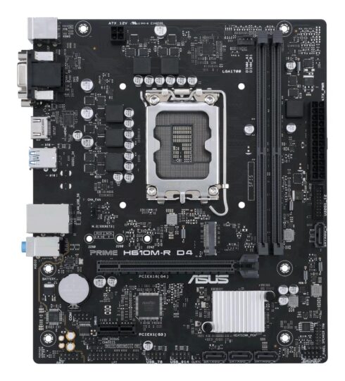 Mainboard ASUS Intel H610 LGA1700 Micro-ATX Memory DDR4 Memory slots 2 1xPCI-Express 1x 1xPCI-Express 16x 1xM.2 1x15pin D-sub 2xDVI-D 1xHDMI 2xUSB 2.0 2xUSB 3.2 2xPS/2 1xRJ45 3xAudio port PRIMEH610M-RD4-SI