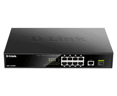 D-Link   10 Gigabit port Switch with PoE   DGS-1010MP   Unmanaged   Desktop / Rackmount   Gigabit Ethernet (copper) ports quantity 1   SFP ports quantity 1   Power over Ethernet (PoE) ports quantity 8