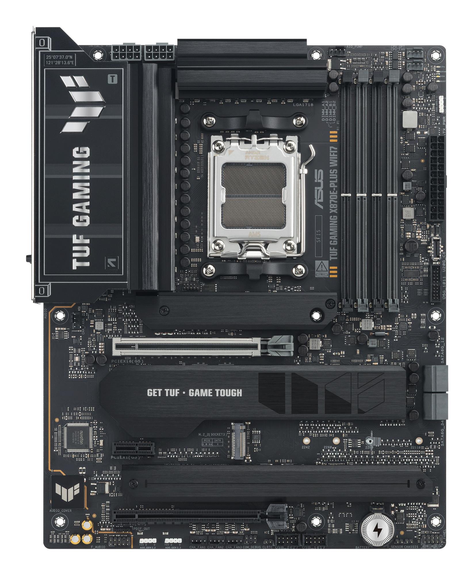 274fa5e1-b574-4223-834f-88a011750272 Mainboard ASUS AMD X870E SAM5 ATX Memory DDR5 Memory slots 4 1xPCI-Express 3.0 1x 1xPCI-Express 4.0 16x 1xPCI-Express 5.0 16x 4xM.2 1xHDMI 4xUSB 2.0 7xUSB 3.2 2xUSB-C 1xRJ45 3xAudio port TUFGAMX870E-PLUSWIFI7