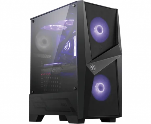 MSI MAG FORGE 100M PC Case, Mid-Tower, USB 3.2, Black   MSI   MAG FORGE 100M   Black   ATX