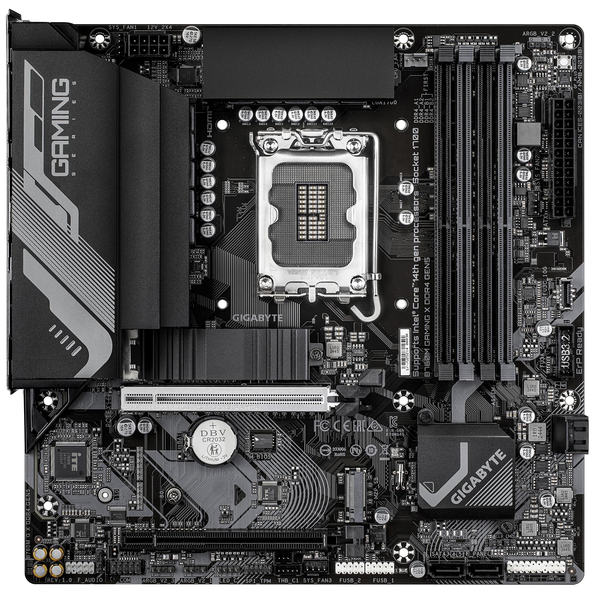 3c79c034-fda5-4d05-8786-401317bc6159 Mainboard GIGABYTE Intel B760 LGA 1700 micro ATX RAM DDR4-SDRAM 4xSlots 2xNumber of M.2 (M) slots B760MGXDDR4GEN5